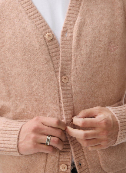Men's Pink Mohair Cardigan - White Glove | Percival