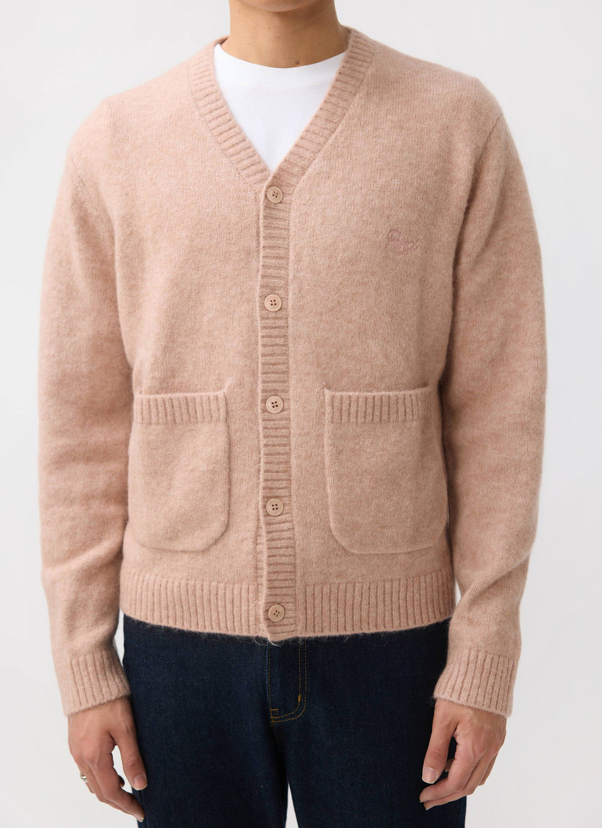 Men's Pink Mohair Cardigan - White Glove | Percival
