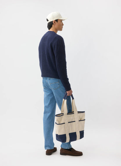 Men's Navy Mohair Cardigan - White Glove | Percival