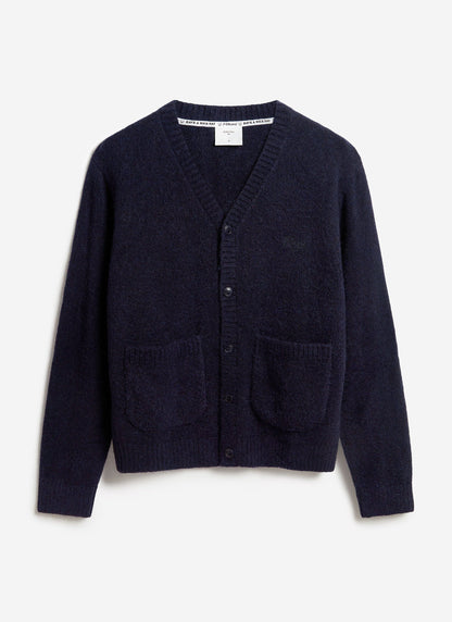 Men's Navy Mohair Cardigan - White Glove | Percival
