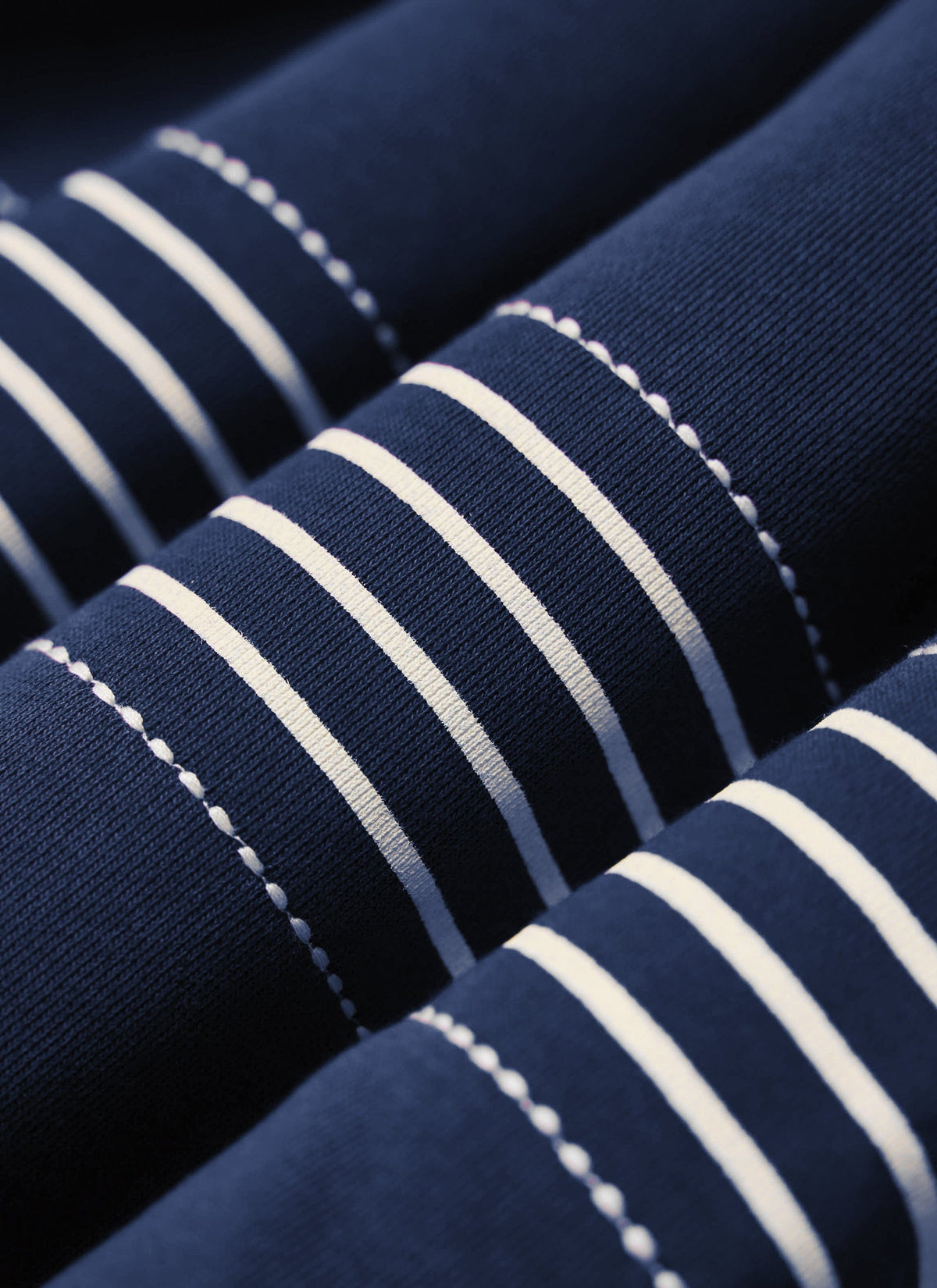 Men's Long Sleeve Rugby Polo​: Editor Striped - Cotton - Navy | Percival