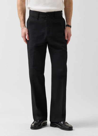 Men's Wide Leg Chino - Cotton - Black | Percival