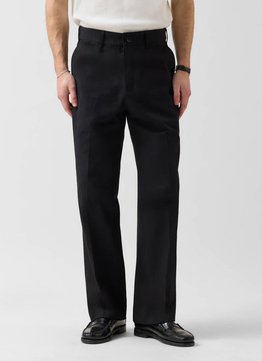 Men's Wide Leg Chino - Cotton - Black | Percival