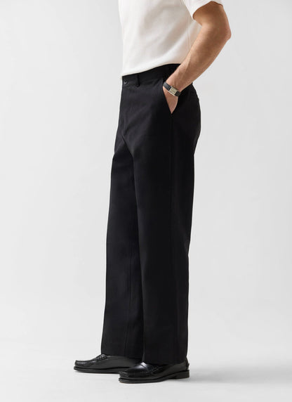 Men's Wide Leg Chino - Cotton - Black | Percival