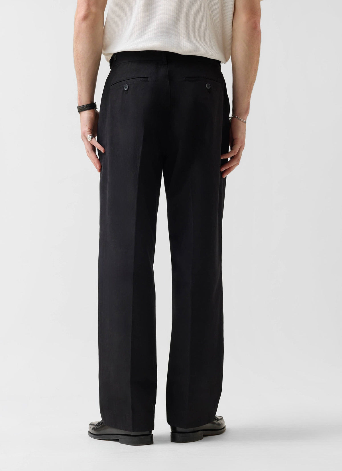 Men's Wide Leg Chino - Cotton - Black | Percival