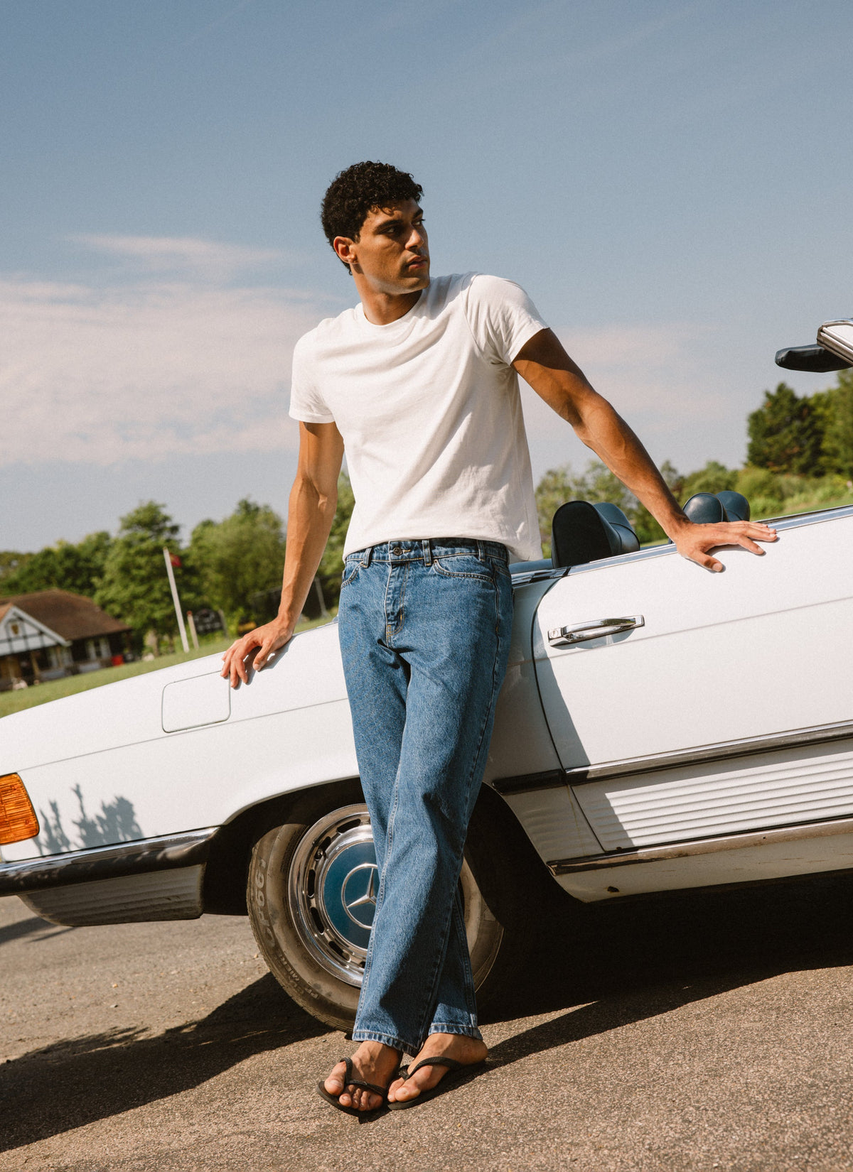 Men's Straight Leg Jeans - Heritage Denim - Cotton - Mid Wash Blue | Percival