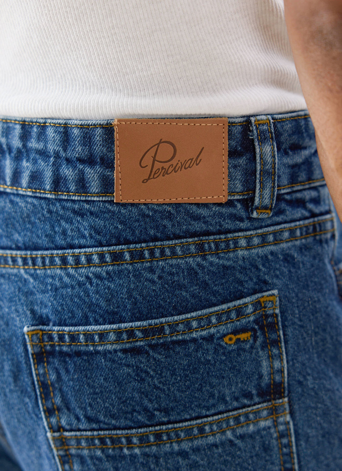 Men's Straight Leg Jeans - Heritage Denim - Cotton - Mid Wash Blue | Percival