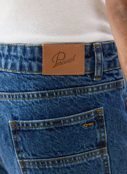 Men's Straight Leg Jeans - Heritage Denim - Cotton - Mid Wash Blue | Percival