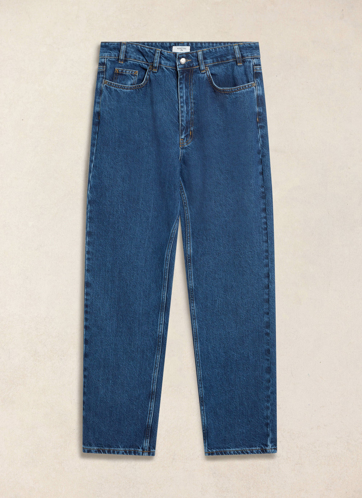 Men's Straight Leg Jeans - Heritage Denim - Cotton - Mid Wash Blue | Percival