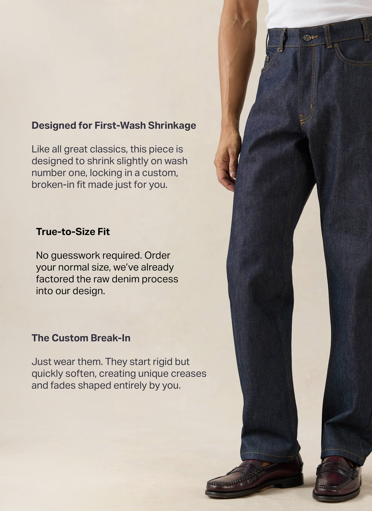 Men's Raw Denim Jeans - Straight Leg - Indigo - Cotton | Percival