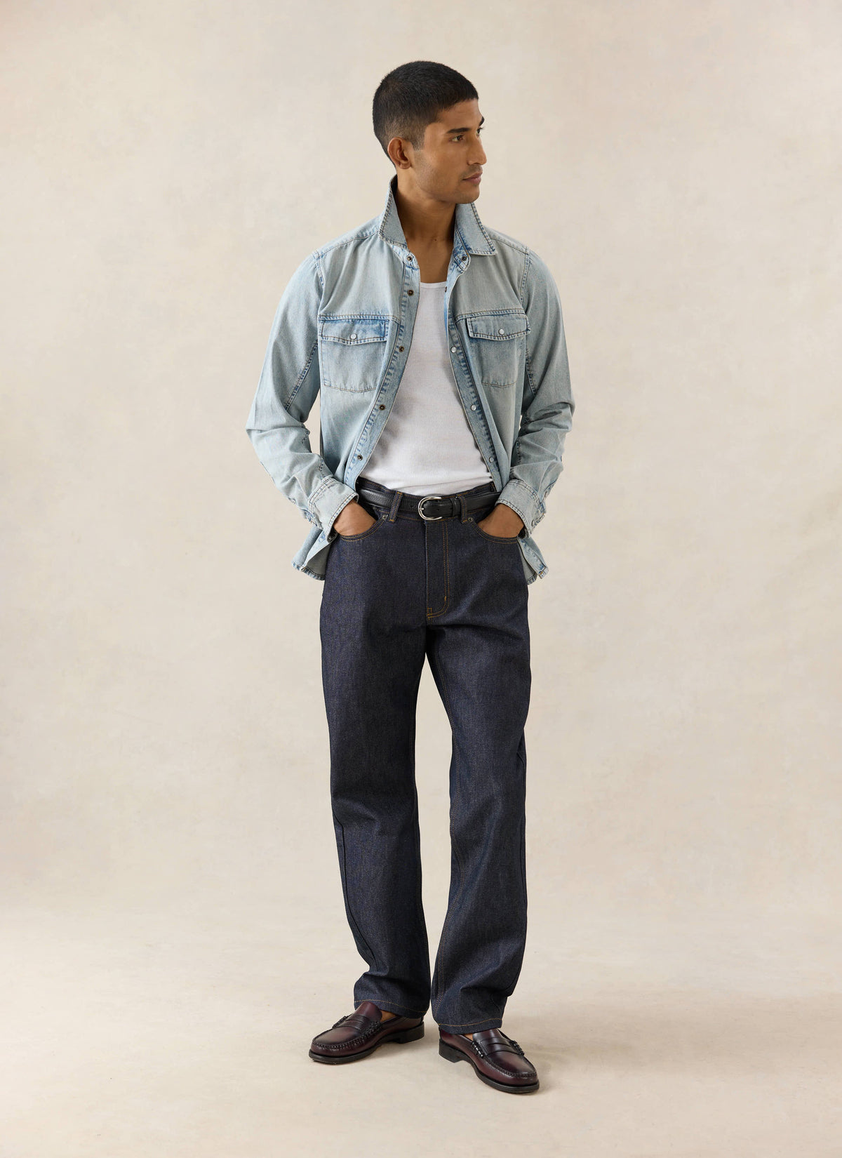 Men's Raw Denim Jeans - Straight Leg - Indigo - Cotton | Percival