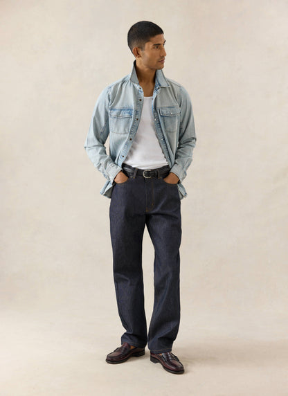 Men's Raw Denim Jeans - Straight Leg - Indigo - Cotton | Percival