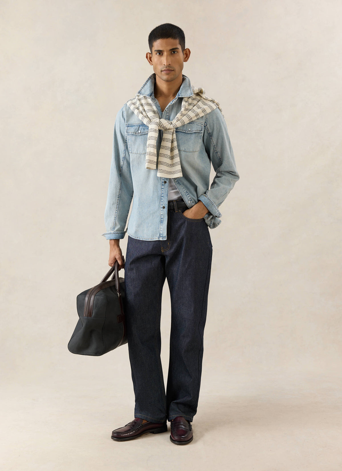 Men's Raw Denim Jeans - Straight Leg - Indigo - Cotton | Percival