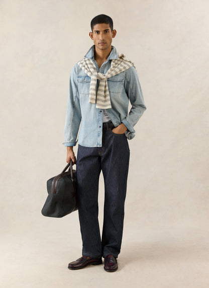 Men's Raw Denim Jeans - Straight Leg - Indigo - Cotton | Percival