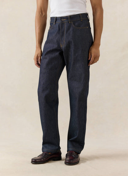 Men's Raw Denim Jeans - Straight Leg - Indigo - Cotton | Percival