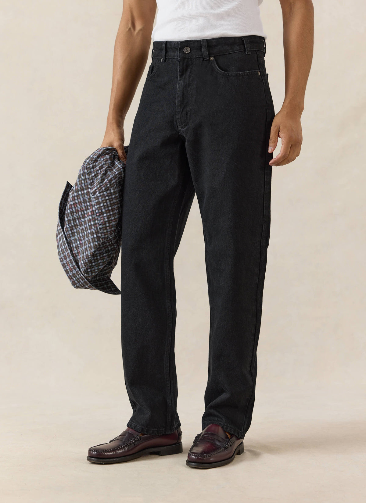 Men's Straight Leg Black Jeans - Heritage Denim - Cotton | Percival
