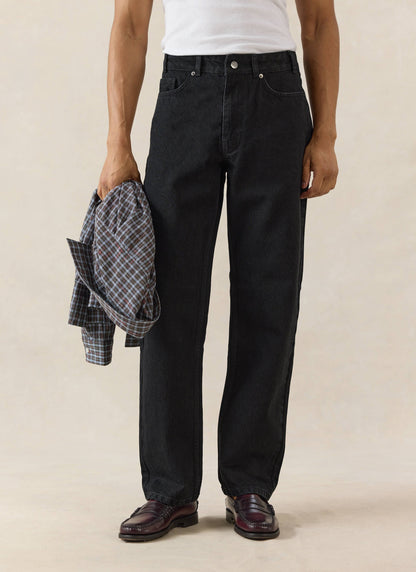 Men's Straight Leg Black Jeans - Heritage Denim - Cotton | Percival