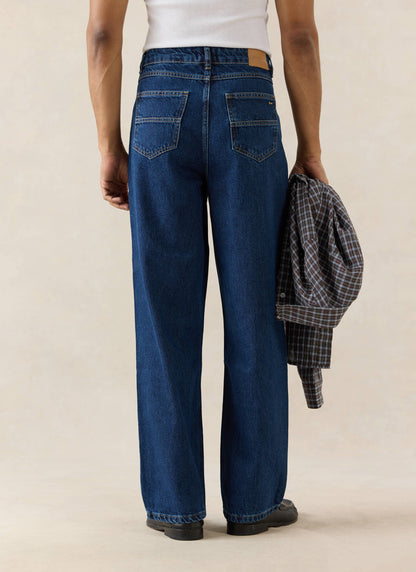 Men's Pleated Denim Jeans - 12oz Mid Wash Blue | Percival