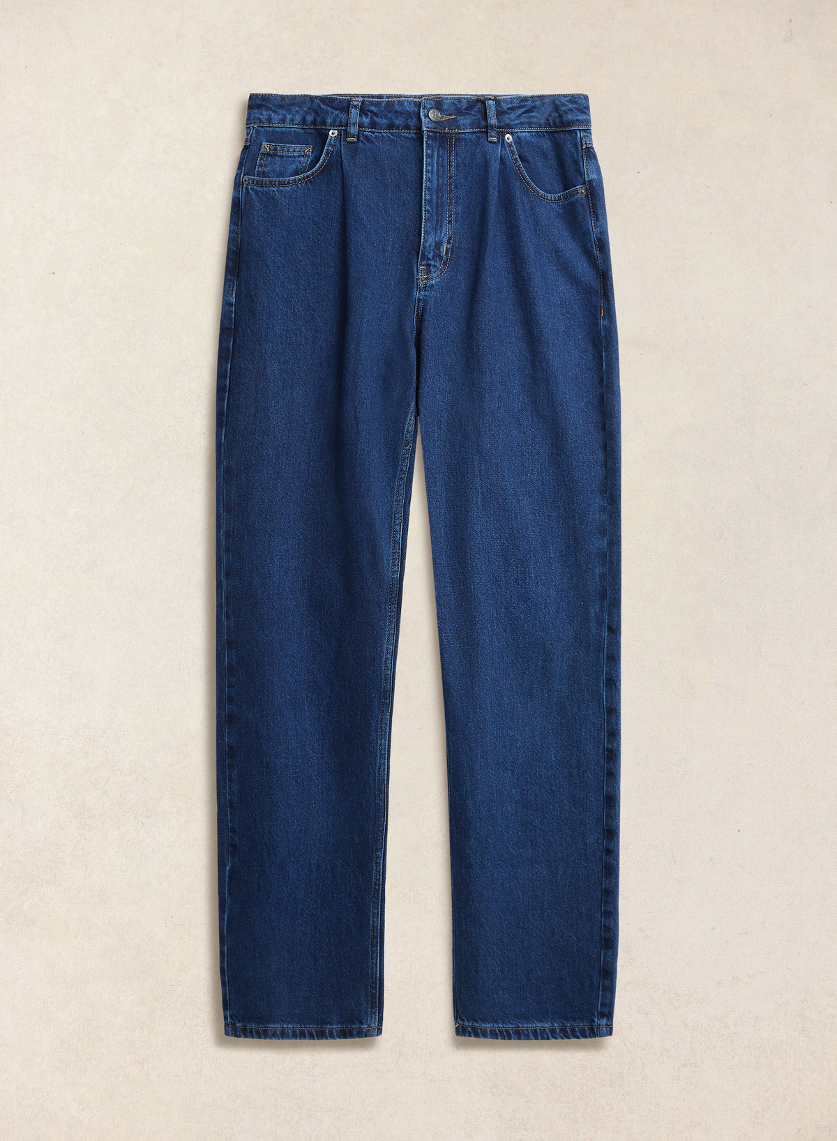Men's Pleated Denim Jeans - 12oz Mid Wash Blue | Percival
