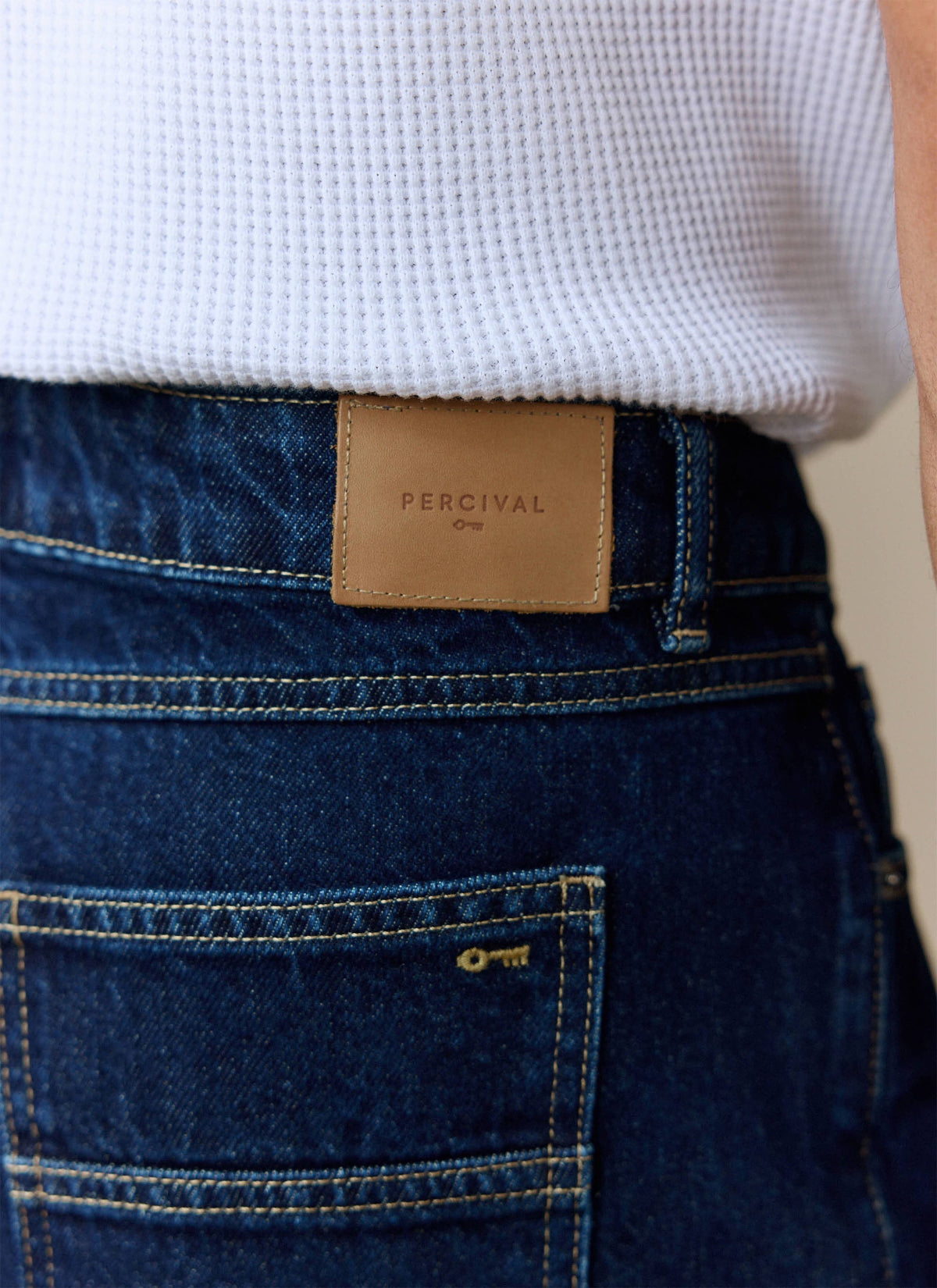Men's Raw Pleated Denim Jeans - 100% Cotton - Dark Indigo Blue | Percival