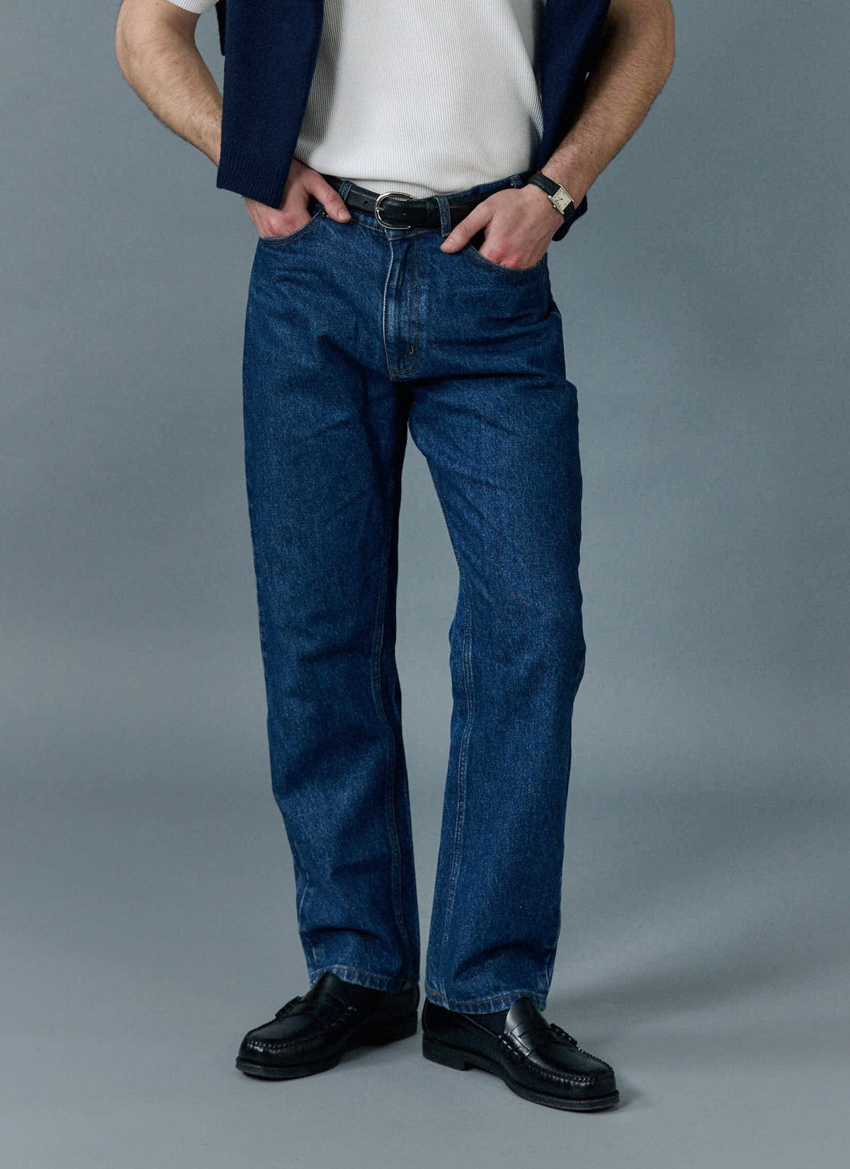 Men's Straight Leg Denim Jeans - BCI Cotton - Mid Wash | Percival