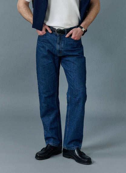Men's Straight Leg Denim Jeans - BCI Cotton - Mid Wash | Percival