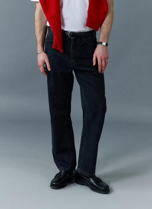 Men's Straight Leg Denim Jeans - BCI Cotton - Black | Percival
