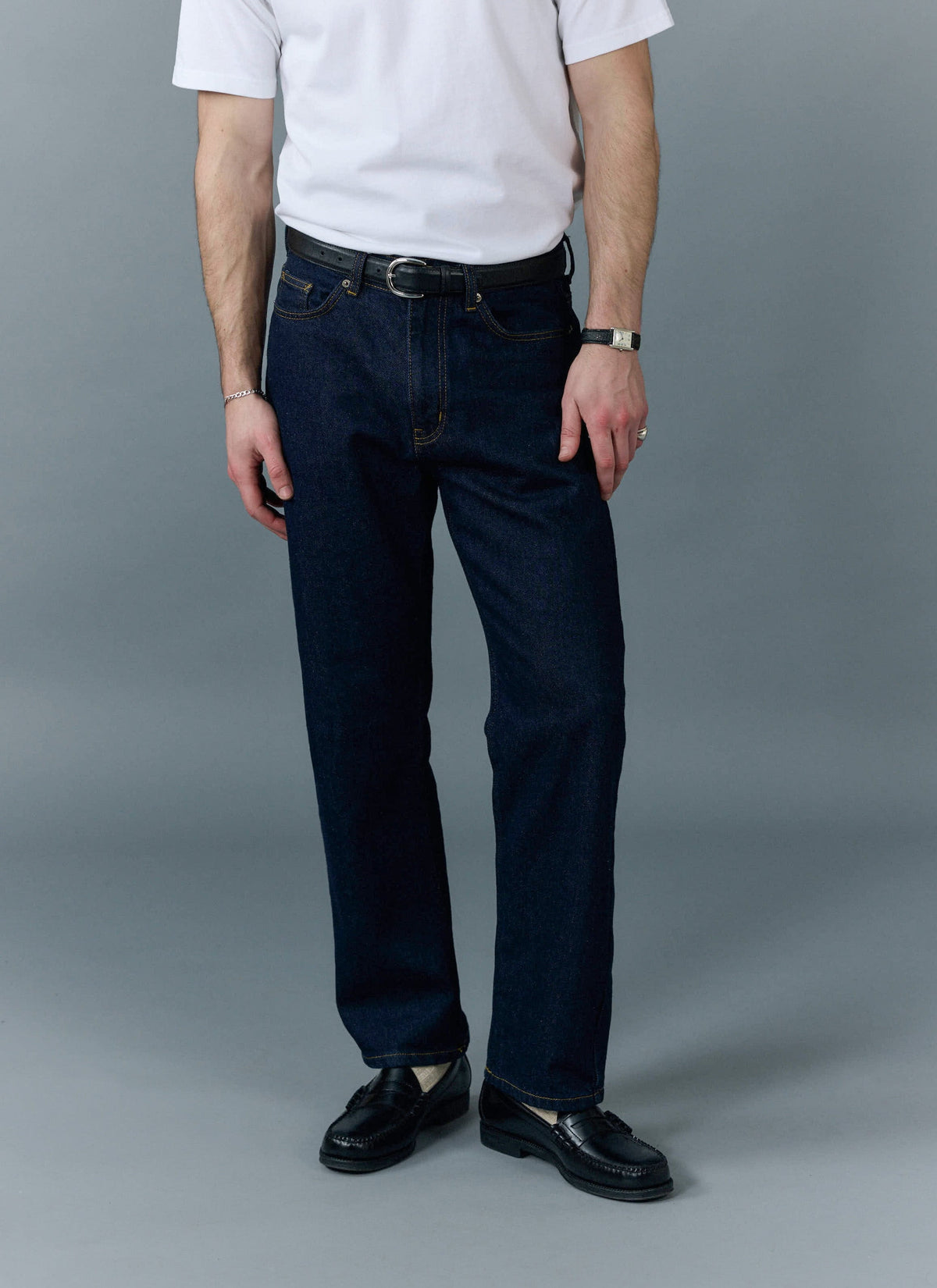Men's Straight Leg Denim Jeans - BCI Cotton - Indigo Blue | Percival