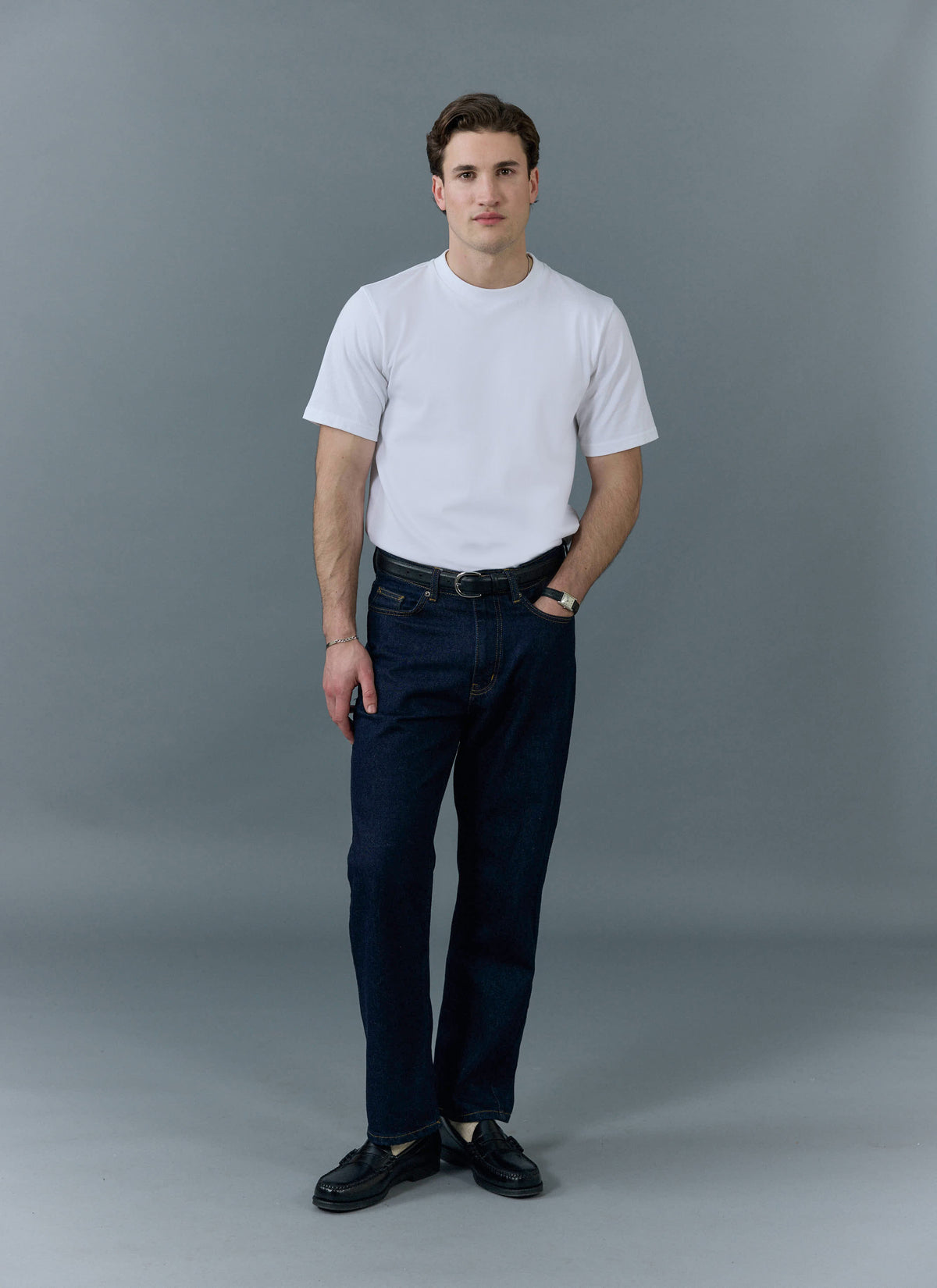 Men's Straight Leg Denim Jeans - BCI Cotton - Indigo Blue | Percival