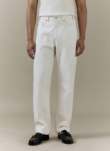 Men's Cream Straight Leg Denim Jeans - 100% BCI Cotton | Percival