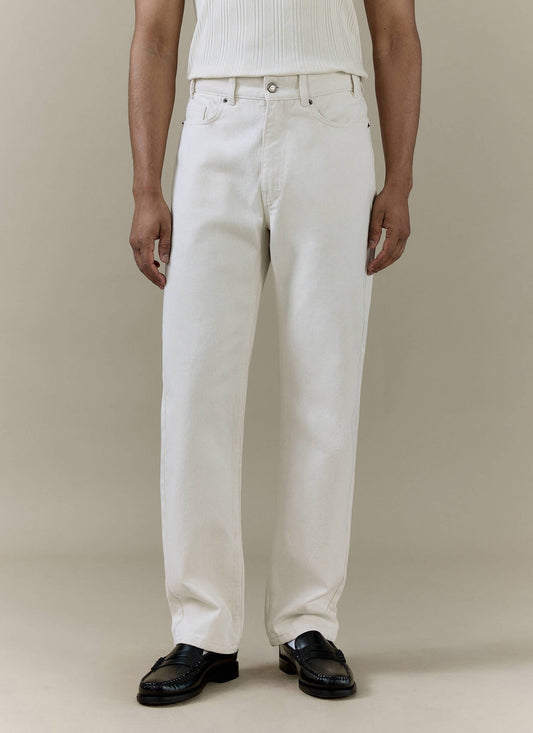 Men's Cream Straight Leg Denim Jeans - 100% BCI Cotton | Percival