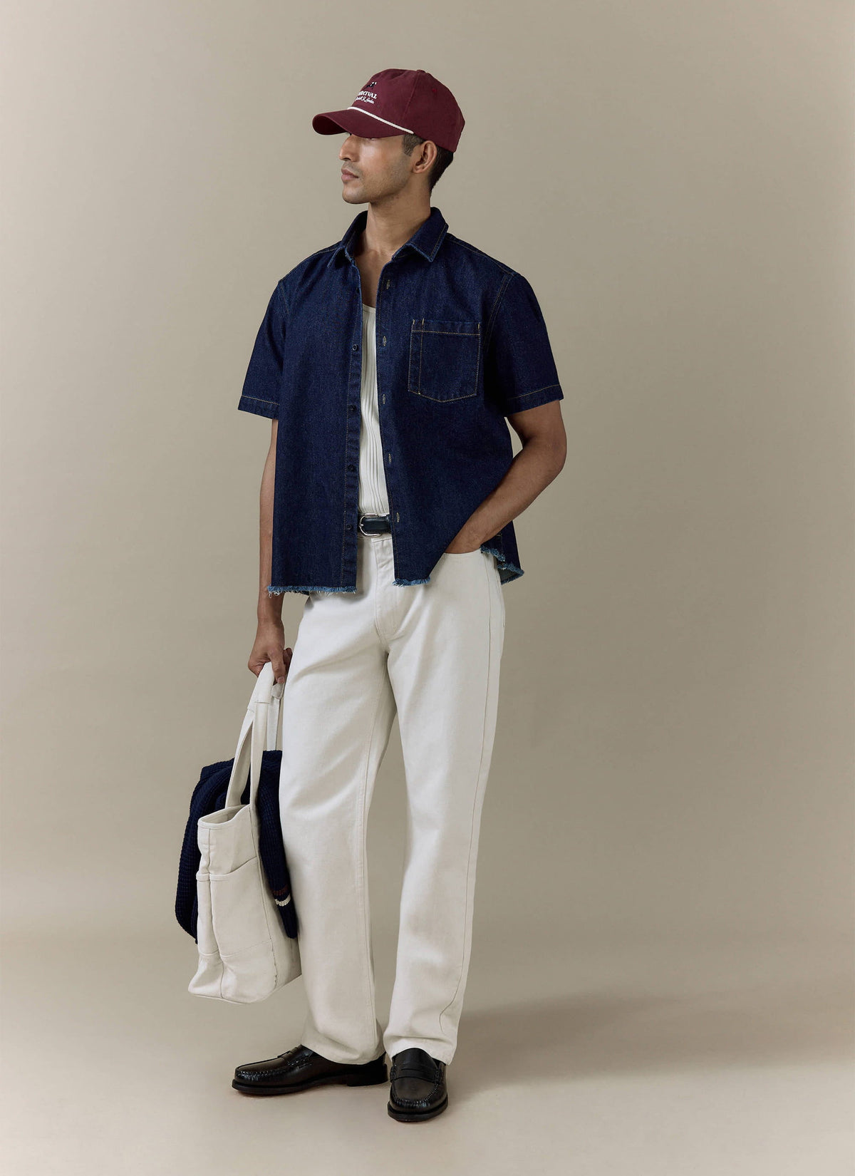 Men's Cream Straight Leg Denim Jeans - 100% BCI Cotton | Percival