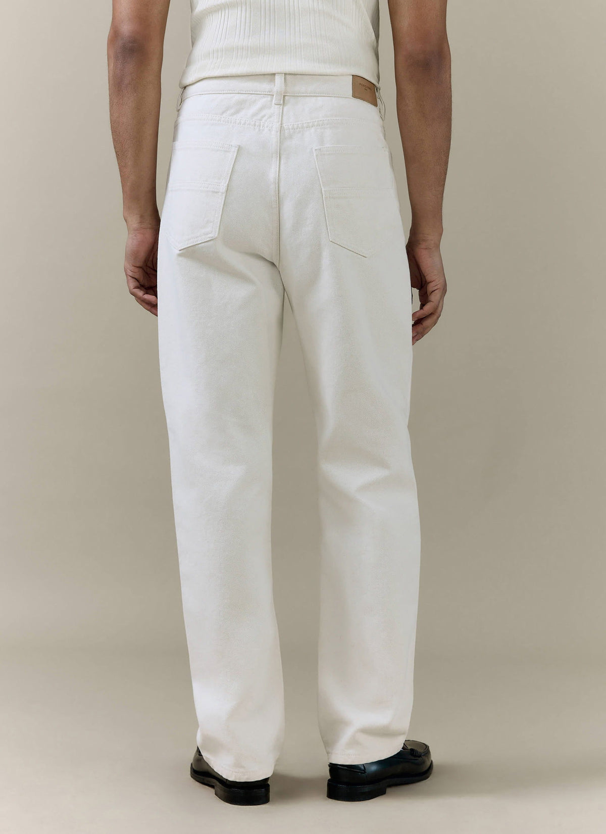 Men's Cream Straight Leg Denim Jeans - 100% BCI Cotton | Percival