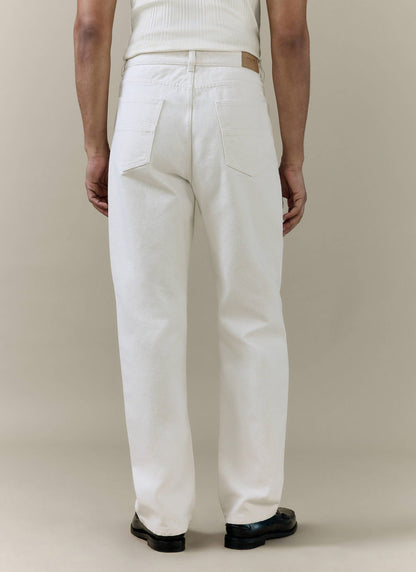 Men's Cream Straight Leg Denim Jeans - 100% BCI Cotton | Percival