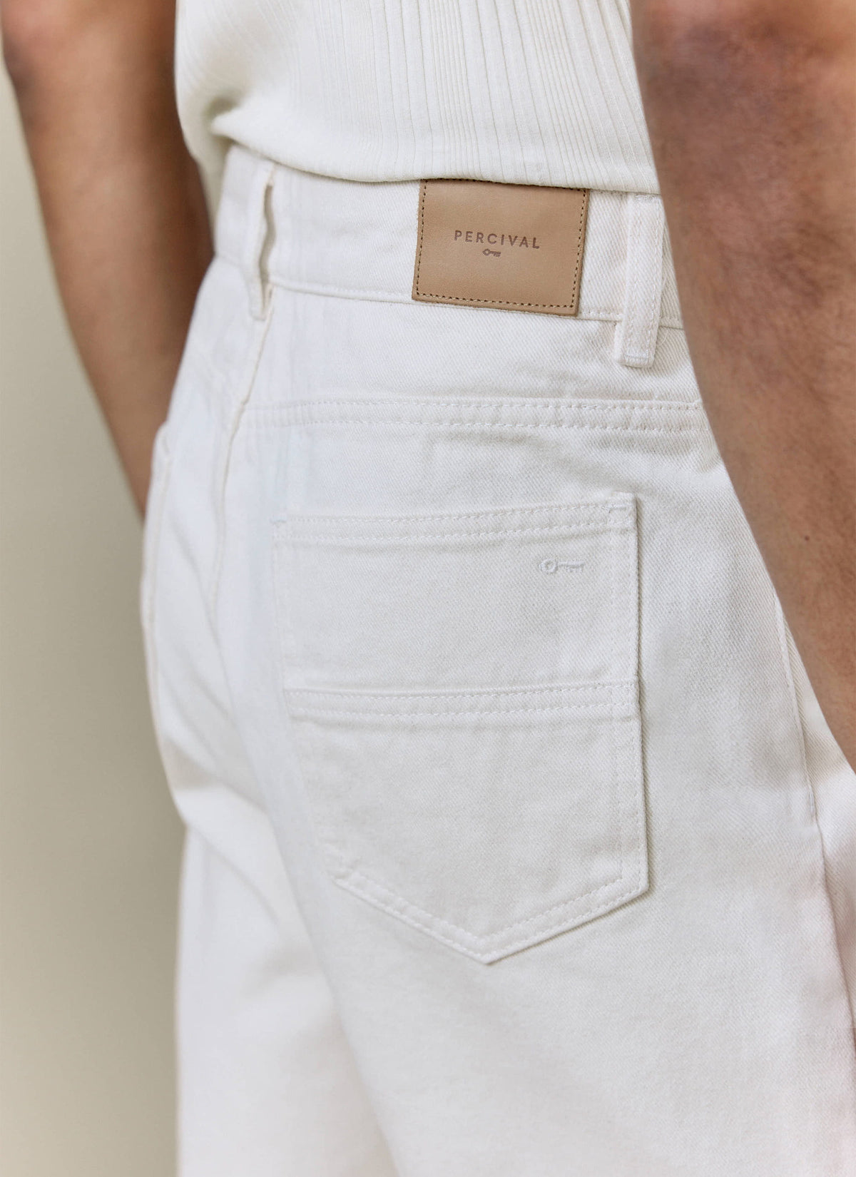 Men's Cream Straight Leg Denim Jeans - 100% BCI Cotton | Percival