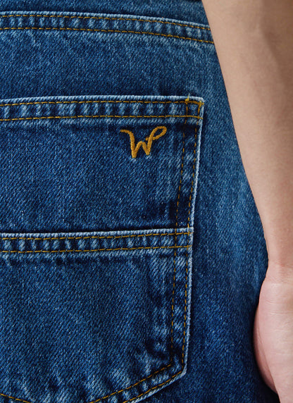 Men's Straight Leg Denim Jeans: Stay Press - Cotton - Mid Wash Blue | Percival