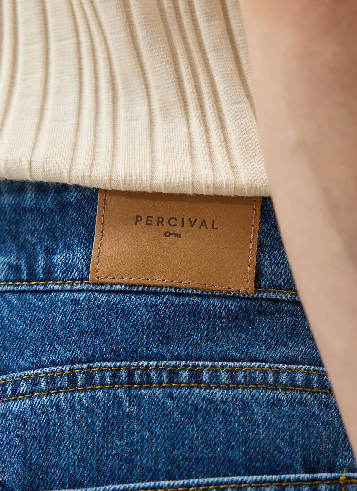 Men's Straight Leg Denim Jeans: Stay Press - Cotton - Mid Wash Blue | Percival
