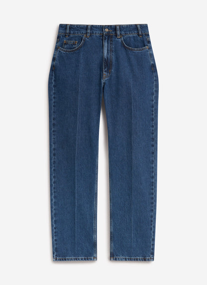 Men's Straight Leg Denim Jeans: Stay Press - Cotton - Mid Wash Blue | Percival