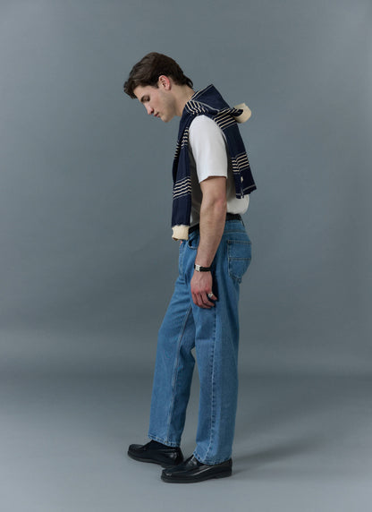 Men's Straight Leg Denim Jeans - BCI Cotton - Light Wash Blue | Percival