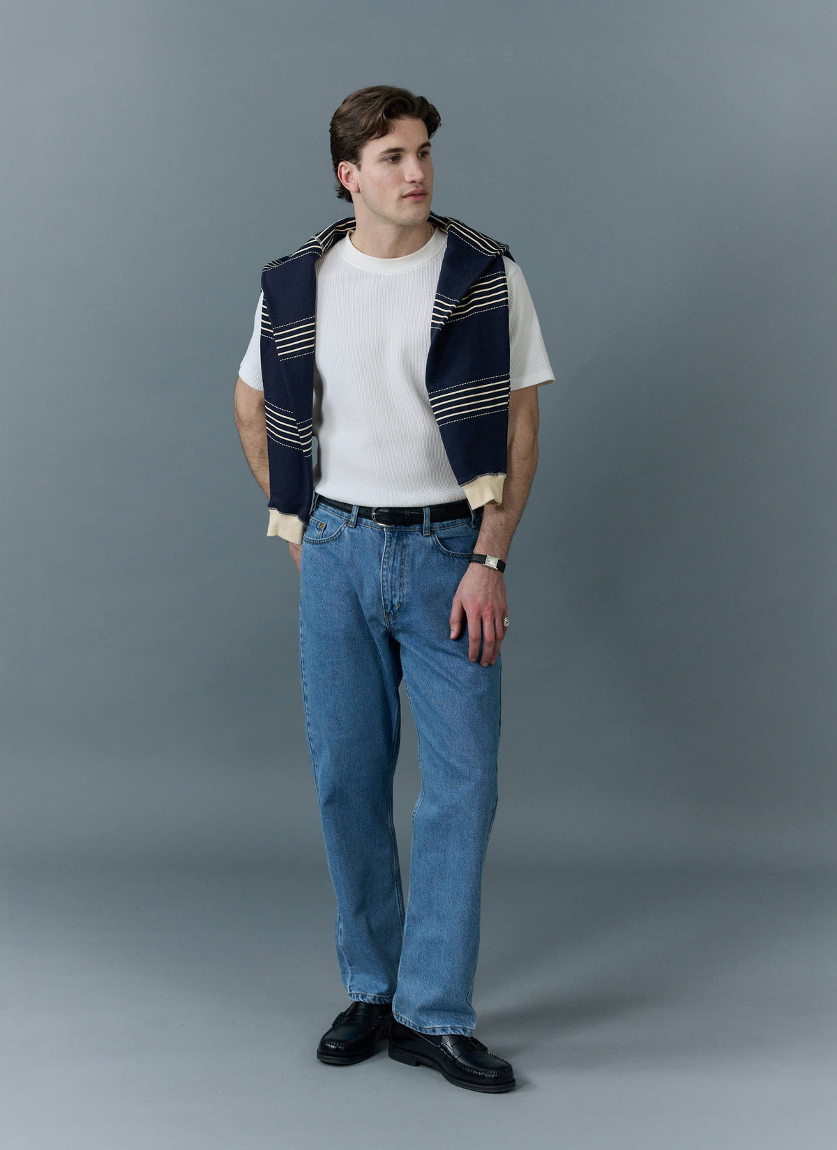 Men's Straight Leg Denim Jeans - BCI Cotton - Light Wash Blue | Percival