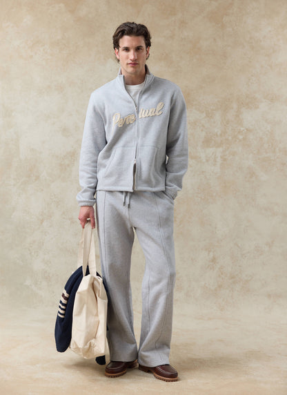 Men's Chronicle Straight Leg Trackpants - Grey Cotton Jersey | Percival