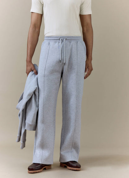 Men's Chronicle Straight Leg Trackpants - Grey Cotton Jersey | Percival