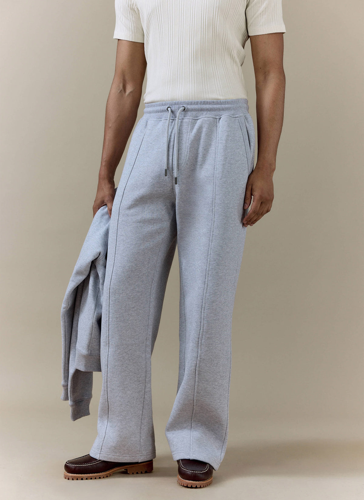 Men's Chronicle Straight Leg Trackpants - Grey Cotton Jersey | Percival