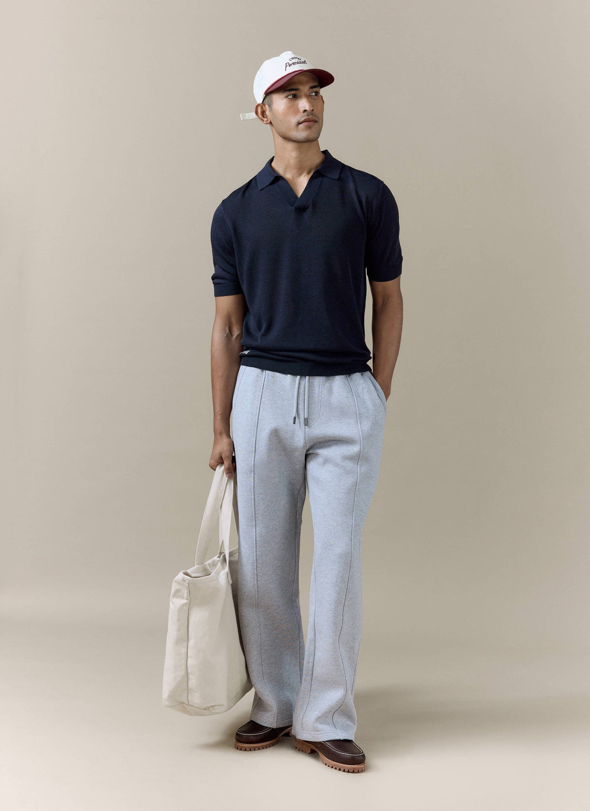 Men's Chronicle Straight Leg Trackpants - Grey Cotton Jersey | Percival