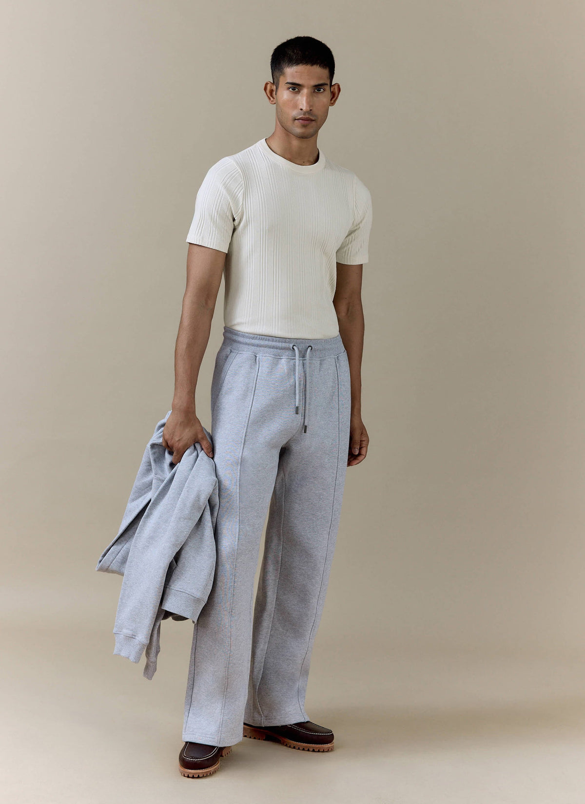 Men's Chronicle Straight Leg Trackpants - Grey Cotton Jersey | Percival