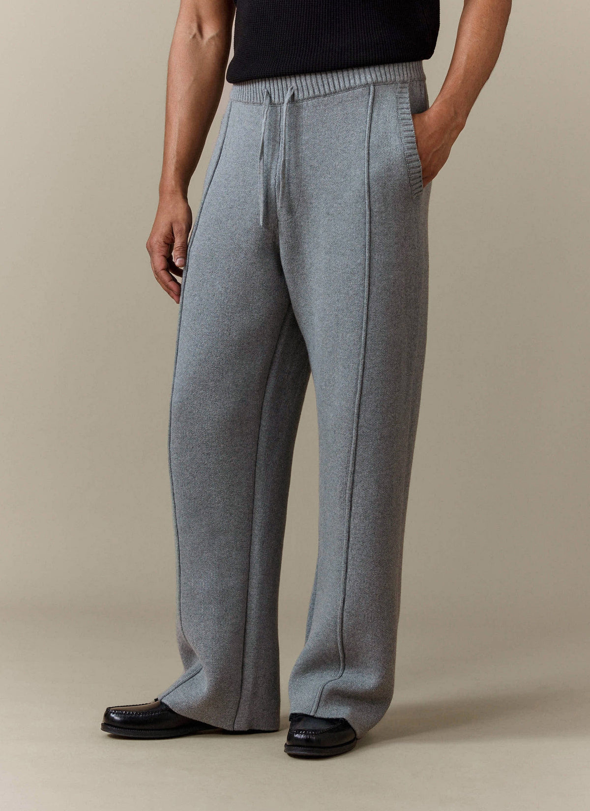 Men's Trackpants - Chronicle Knitted Straight Leg - 100% Cotton - Grey | Percival