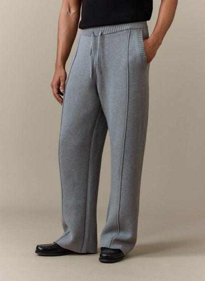 Men's Trackpants - Chronicle Knitted Straight Leg - 100% Cotton - Grey | Percival