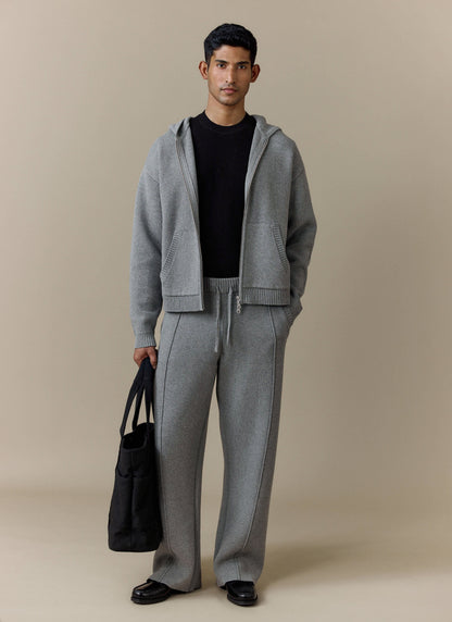 Men's Trackpants - Chronicle Knitted Straight Leg - 100% Cotton - Grey | Percival