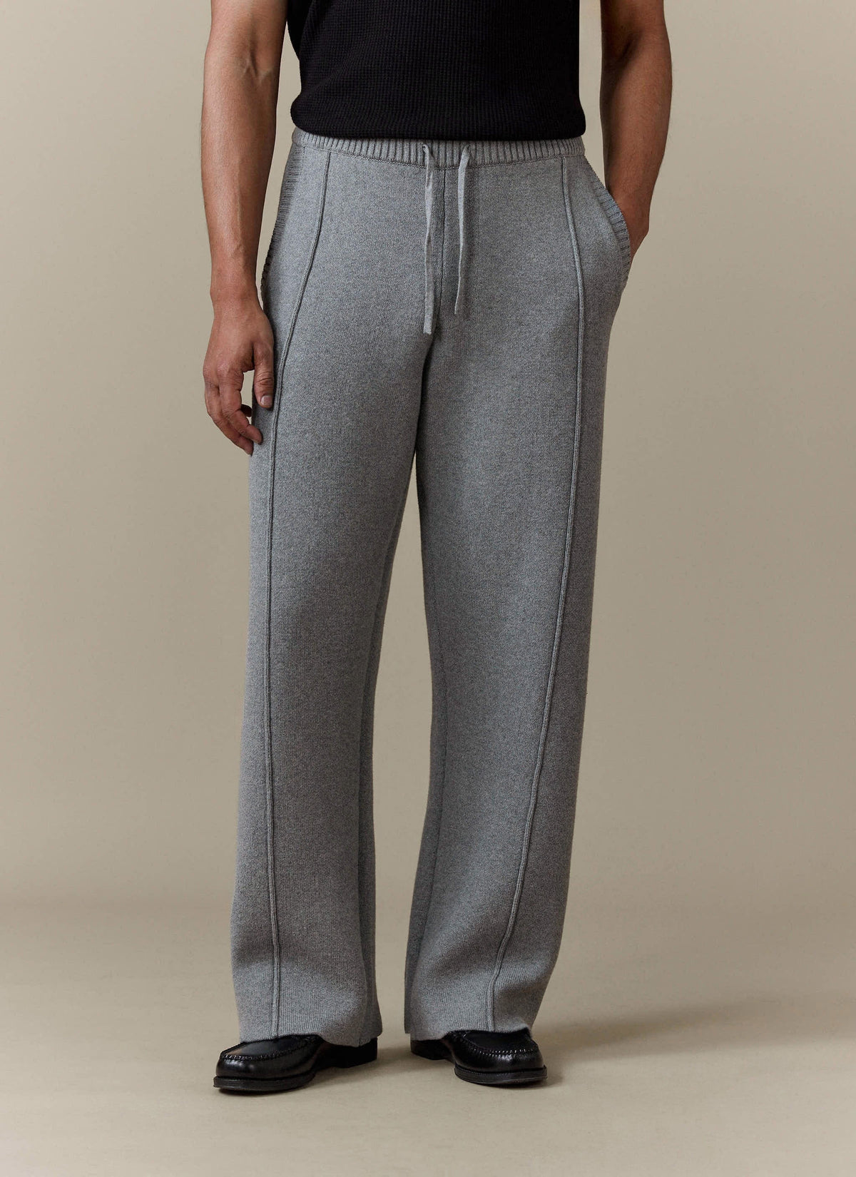 Men's Trackpants - Chronicle Knitted Straight Leg - 100% Cotton - Grey | Percival