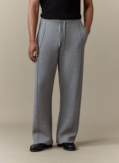 Men's Trackpants - Chronicle Knitted Straight Leg - 100% Cotton - Grey | Percival